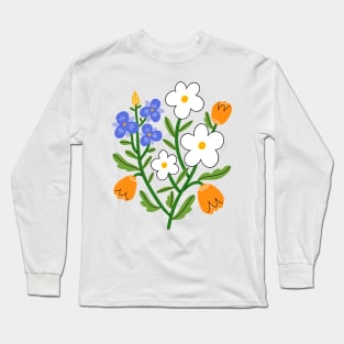 Pansy, daisy and tulip flower composition Long Sleeve T-Shirt